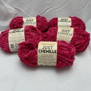 5 Skeins Premier Just Chenille Yarn Hibiscus Lot 954
